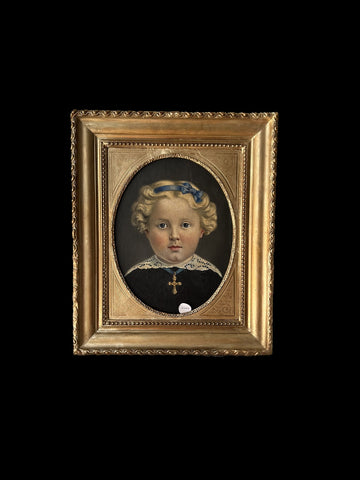 Olio su cartoncino Raffigurante Ritratto di Giovane Fanciulla del 1800