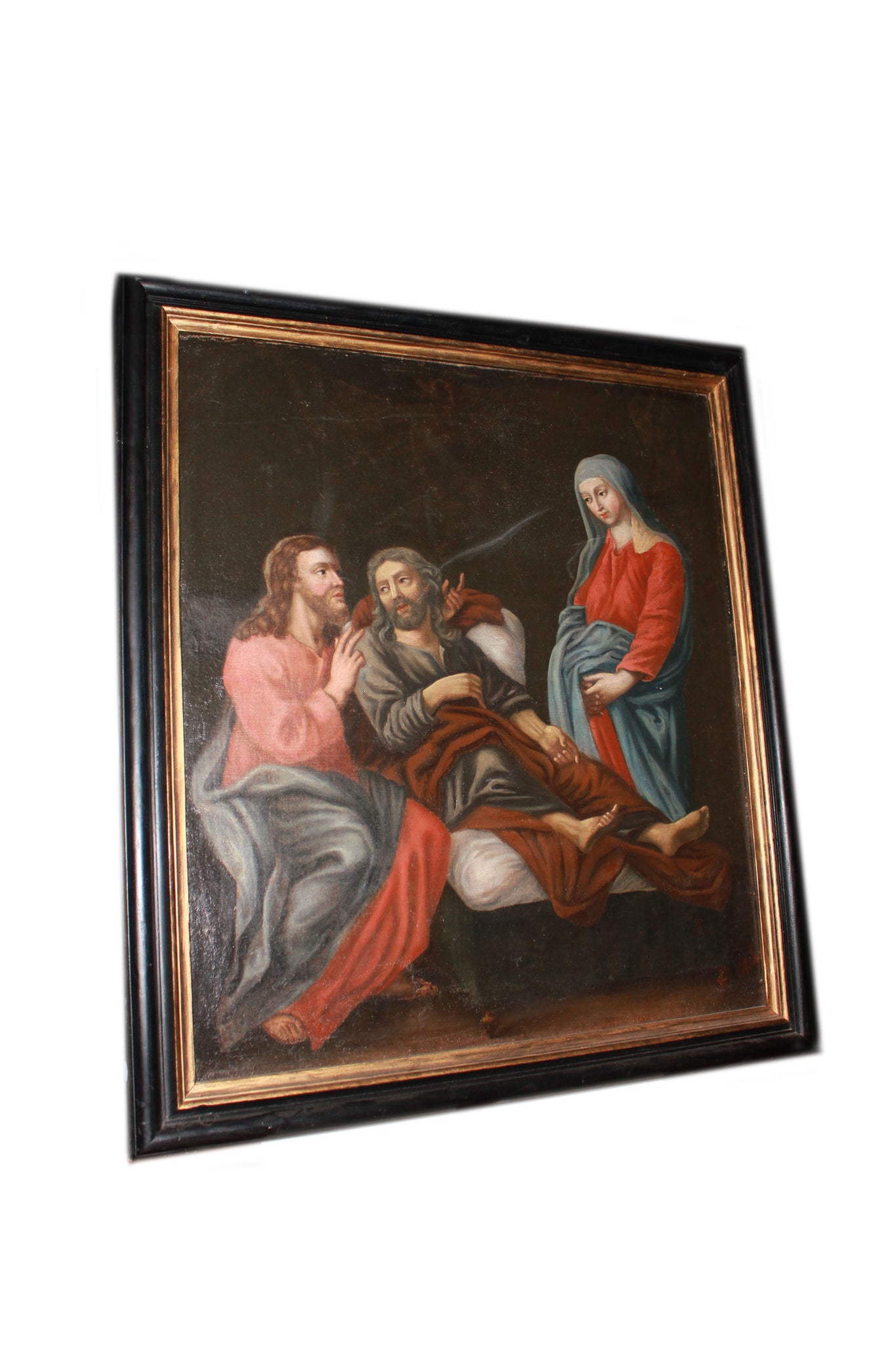 Olio su tela Francese del 1700 Raffigurante La Morte di San Giuseppe