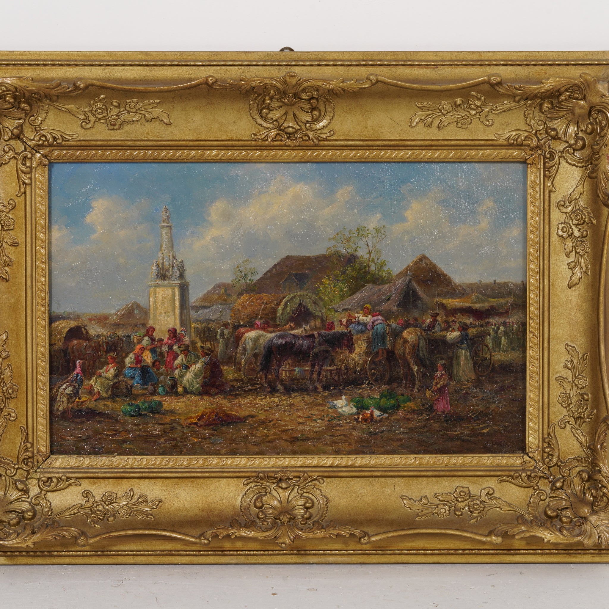 Camp Scene: Eastern European School (G. Prucha), Oil on Canvas 56x35 cm, Late 1800s