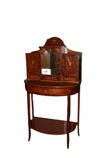 Small English Console Cabinet in Sheraton Style Satinwood from the 1800s