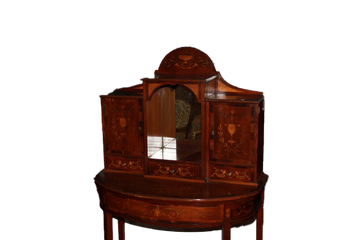 Small English Console Cabinet in Sheraton Style Satinwood from the 1800s