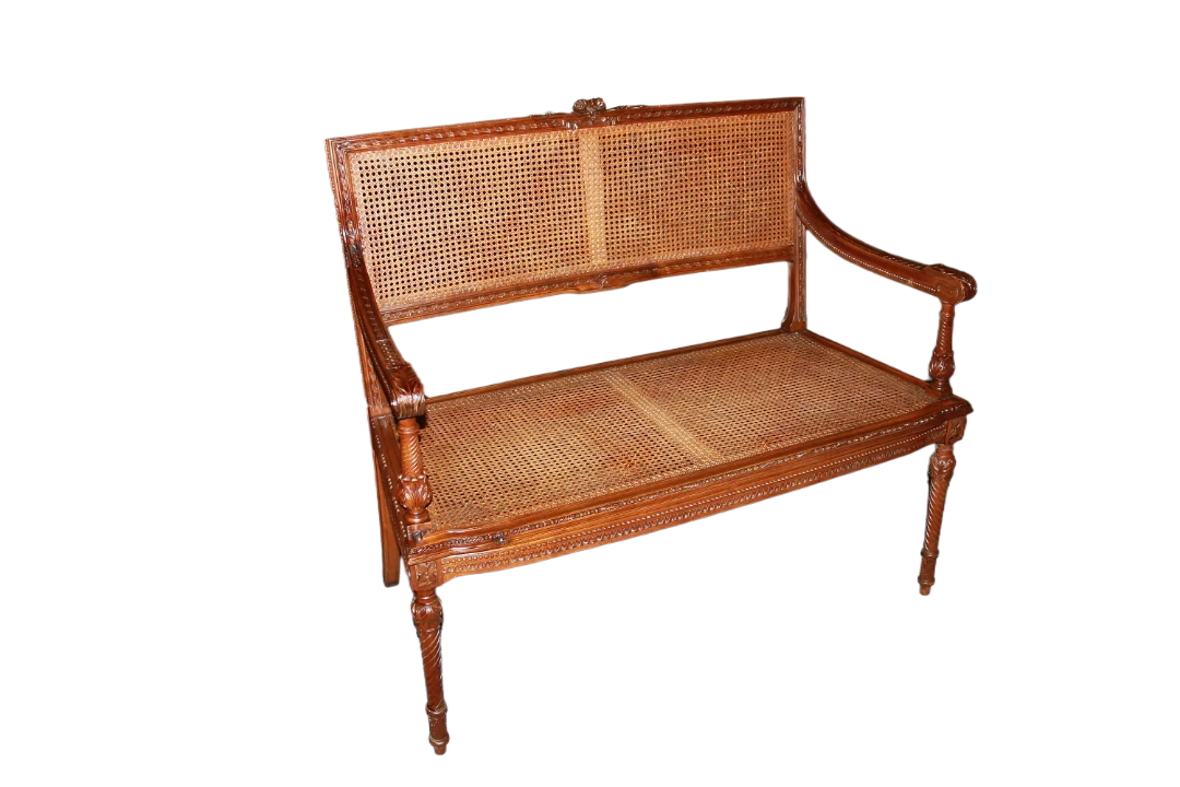 French Louis XVI sofa with Vienna Straw Seat and Backrest