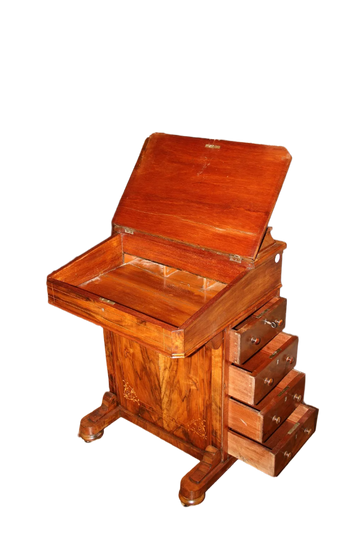 Bureau anglais Davenport de 1800 avec incrustations victoriennes