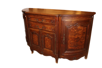 Grande Credenza Provenzale Scantonata XIX Secolo Legno di Noce e Radica