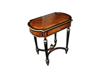 French Dressing Table Louis XVI Style in Ebony and Burl Wood Inlaid