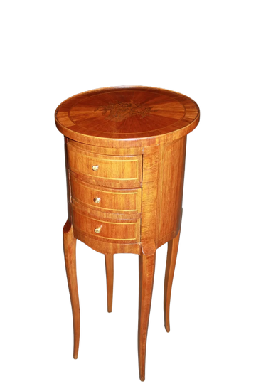 19th Century French Cylindrical Mahogany Side Table in Transitional Style