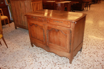 French Provencal Sideboard with 2 Doors and Drawers in Cherry Wood with Carvings