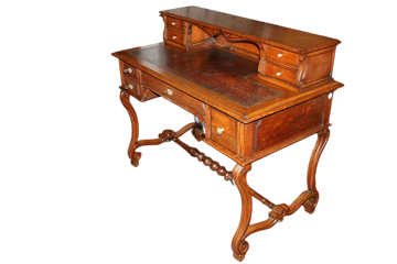 Early 1800s French Rustic Oak Writing Desk