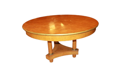 Table Nord Européenne de la Fin du XIXe Siècle Style Biedermeier en Orme et Loupe d'Orme