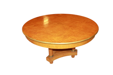 Table Nord Européenne de la Fin du XIXe Siècle Style Biedermeier en Orme et Loupe d'Orme