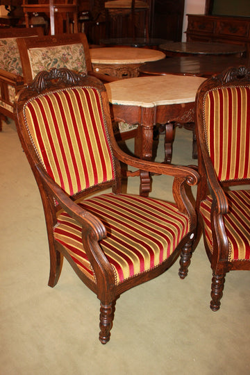 Paire de Fauteuils Style Louis Philippe en Bois Teinté du XIXe Siècle