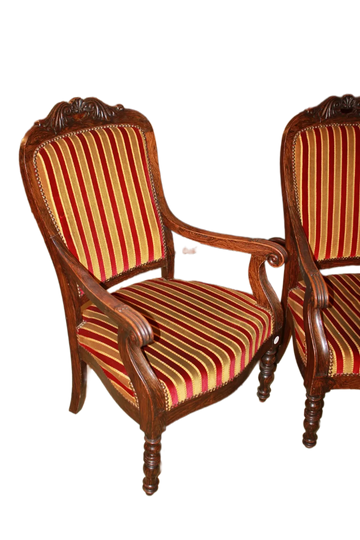 Paire de Fauteuils Style Louis Philippe en Bois Teinté du XIXe Siècle