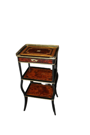 French Side Table in Napoleon III Style with Various Polychrome Woods from the 19th Century