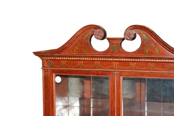 Small Sheraton Style English Mahogany Display Cabinet with Paintings, Mid-19th Century