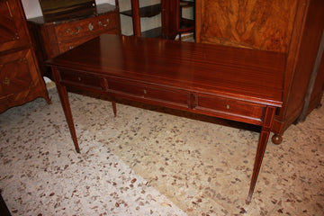 English Mahogany Writing Desk from the 20th Century with Inlay and Drawers