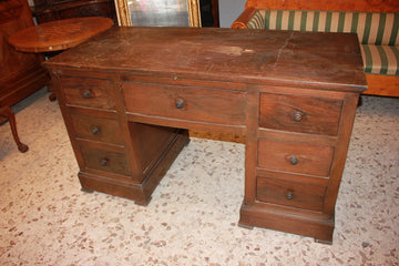 Italian Desk with 7 Drawers in Walnut Wood