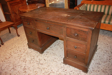 Italian Desk with 7 Drawers in Walnut Wood