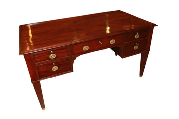 Louis XVI Mahogany Desk with Bronze Applications, 19th Century