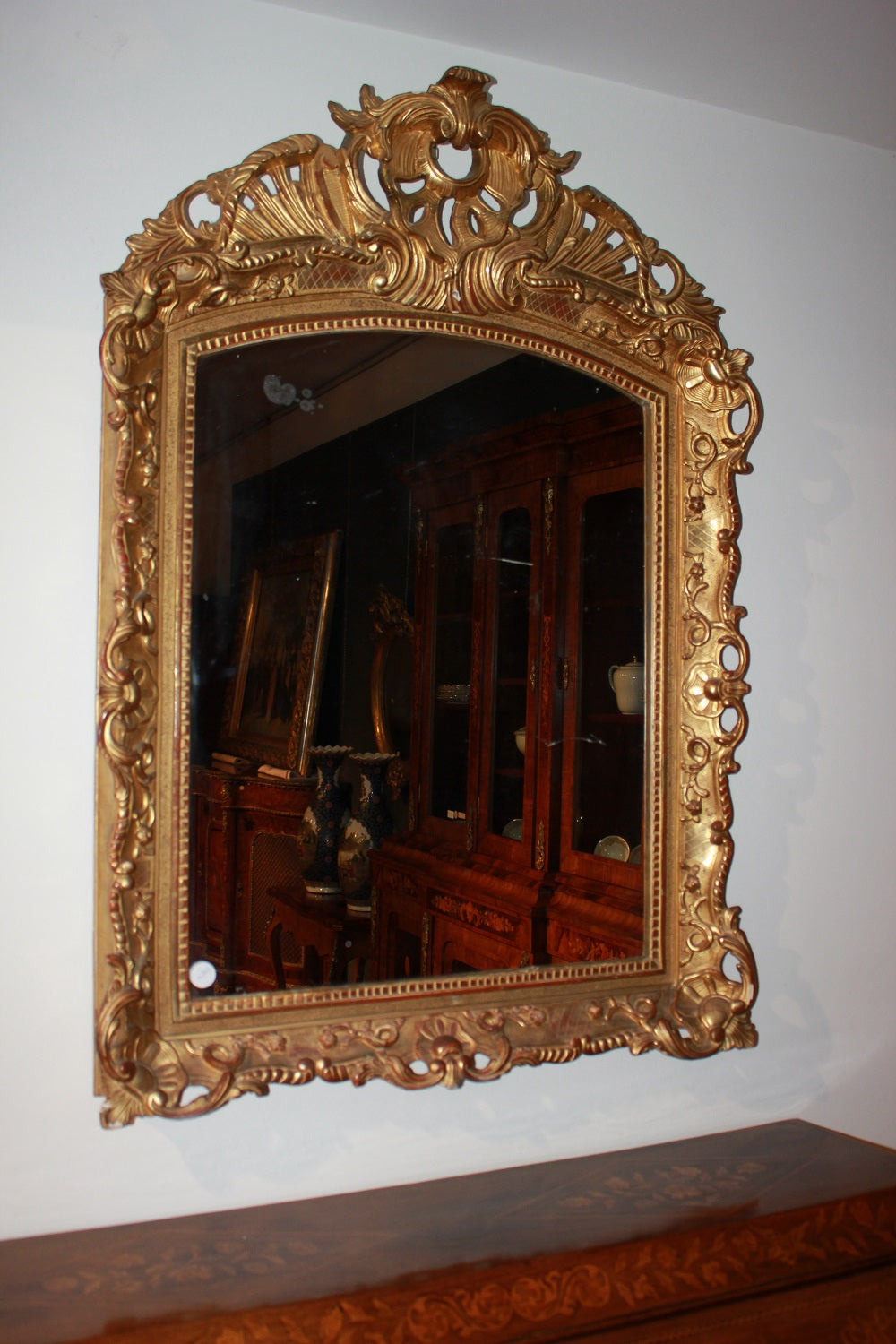 Gilded French Mirror from Early 1800s in Louis XV Style