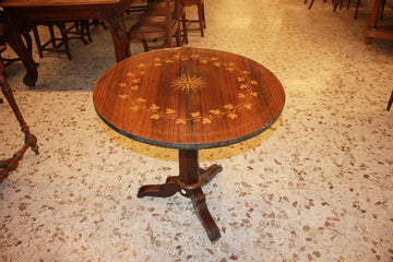 Petite Table Circulaire Incrustée du XIXe Siècle, Europe du Nord