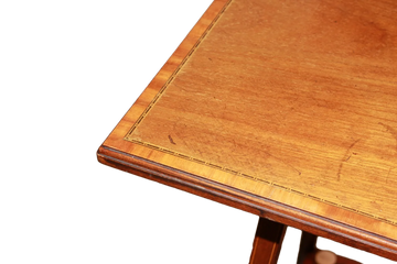 Side Table Victorian Style Square Mahogany with Inlaid Fillet