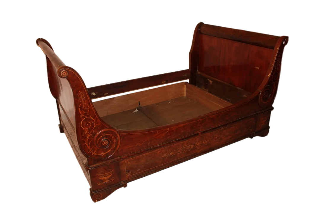 Großes Französisches Biedermeier-Bett im Charles X-Stil aus Palisander