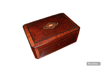 Napoleon III Style Burl Wood Jewelry Box with Inlays