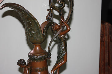 French Amphora Vase in Metal from the 1800s with Figures