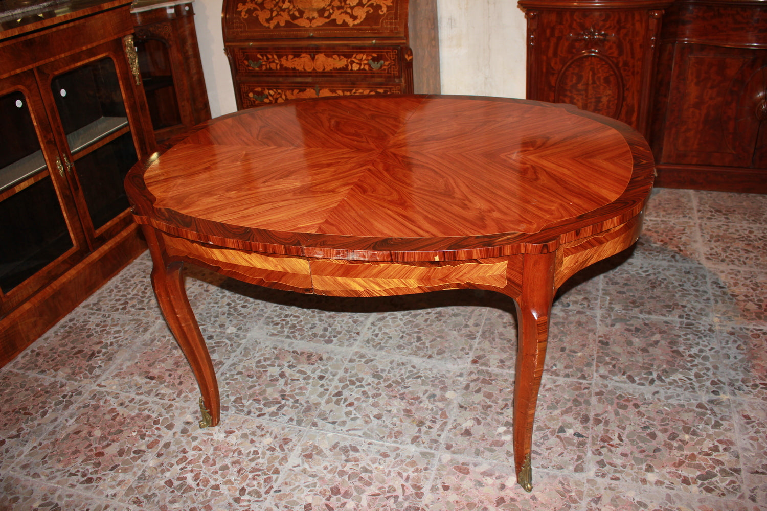 Table Française Extensible Style Louis XV - Bois de Rose et Bois de Violette | XIXe Siècle