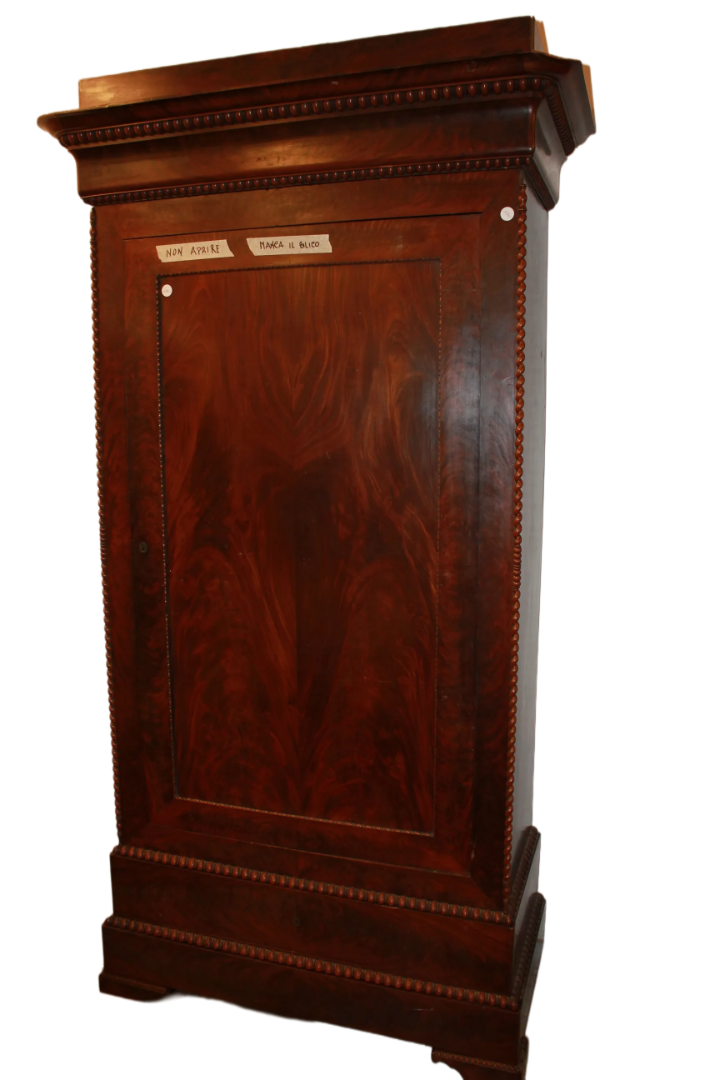 French Single-Door Wardrobe in Directoire Style Made of Mahogany and Mahogany Veneer