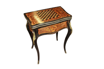 Precious French Card Table in Ebony and Elm Burl Wood