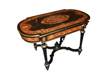 French Louis XVI Style Center Table in Ebony Wood