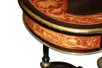 French Louis XVI Style Center Table in Ebony Wood