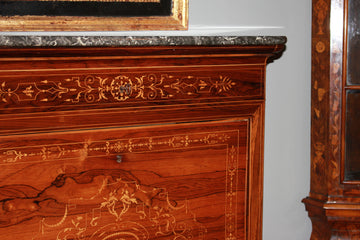 Secretaire francese stile Carlo X riccamente intarsiato in Palissandro metà 1800