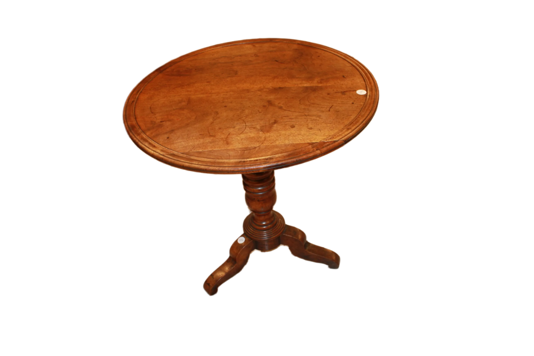 Petite Table Française Circulaire à Voile en Noyer, Style Directoire, XIXe Siècle