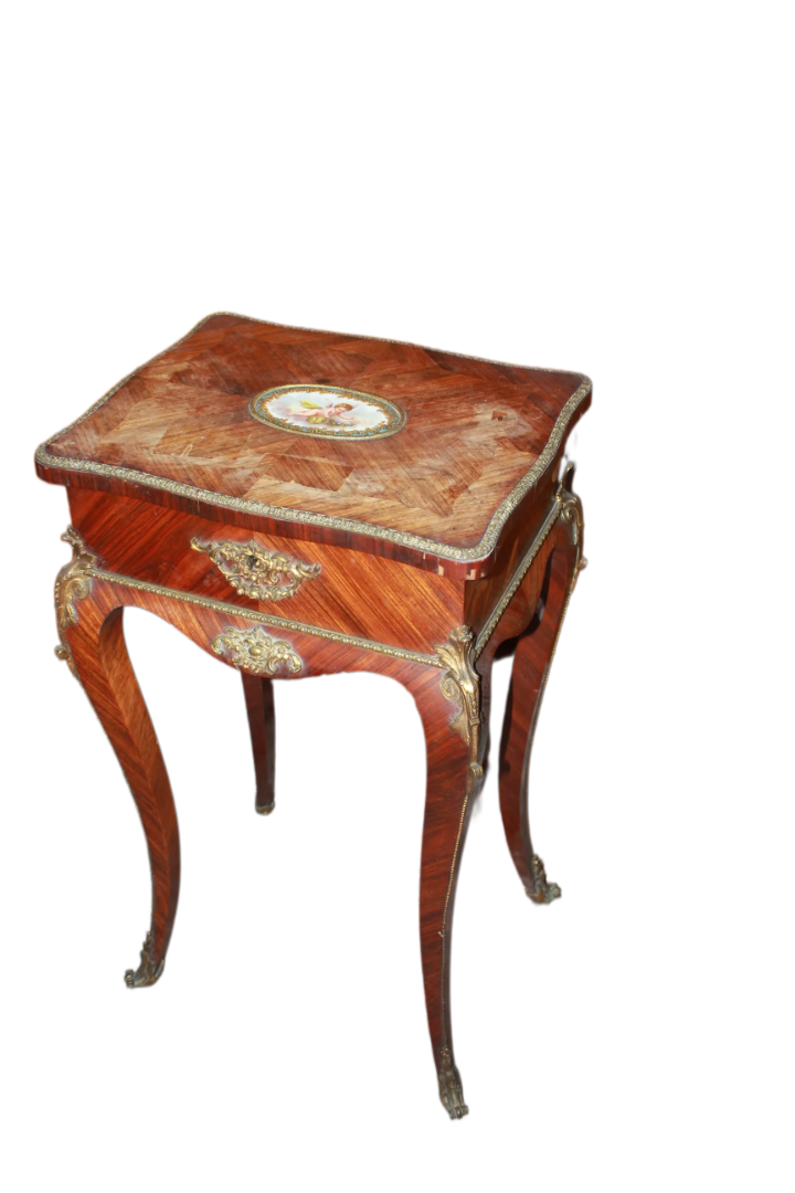 19th Century French Dressing Table in Louis XV Style with Sèvres Porcelain Medallion