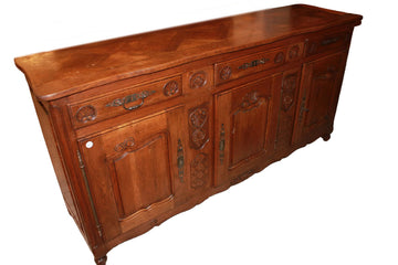 Grande Credenza Provenzale di fine 1800 a 3 Porte in Legno di rovere