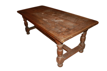 Grande Table Rustique Française en Noyer du Début du XXe Siècle