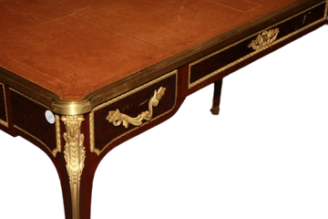 Bureau Français École François Linke Style Louis XV en Bois d'Acajou