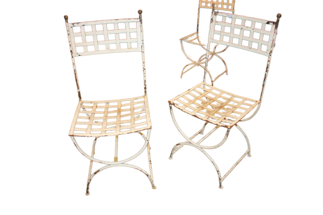 Set of 4 Early 1900s Italian Iron Chairs