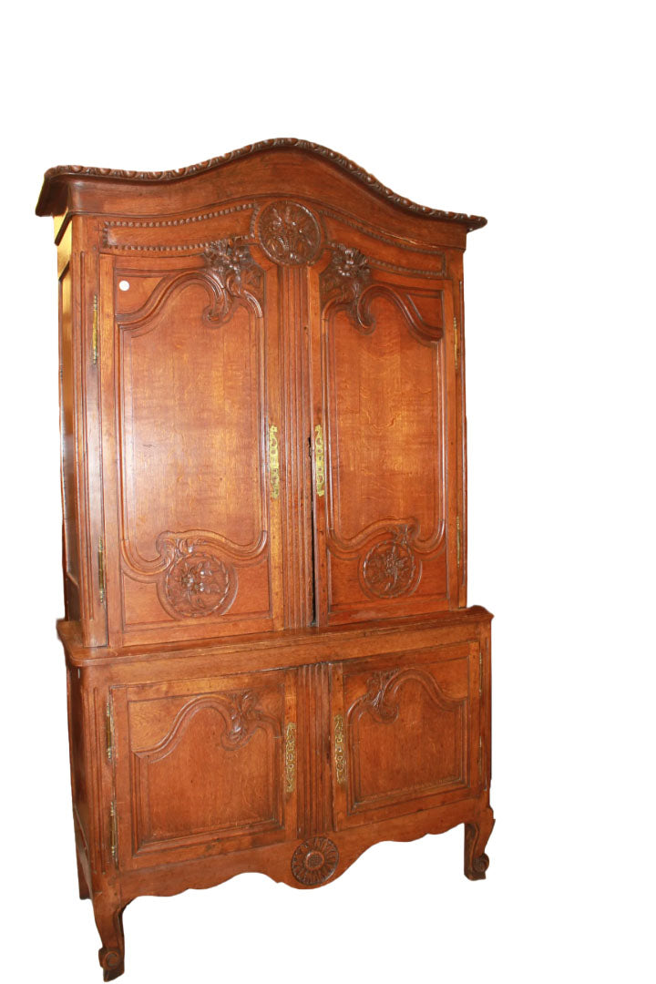 Grande Credenza Doppio Corpo Francese stile Provenzale in Legno di Rovere