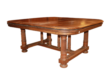 Grande Table Carrée Française du XIXe Siècle en Noyer