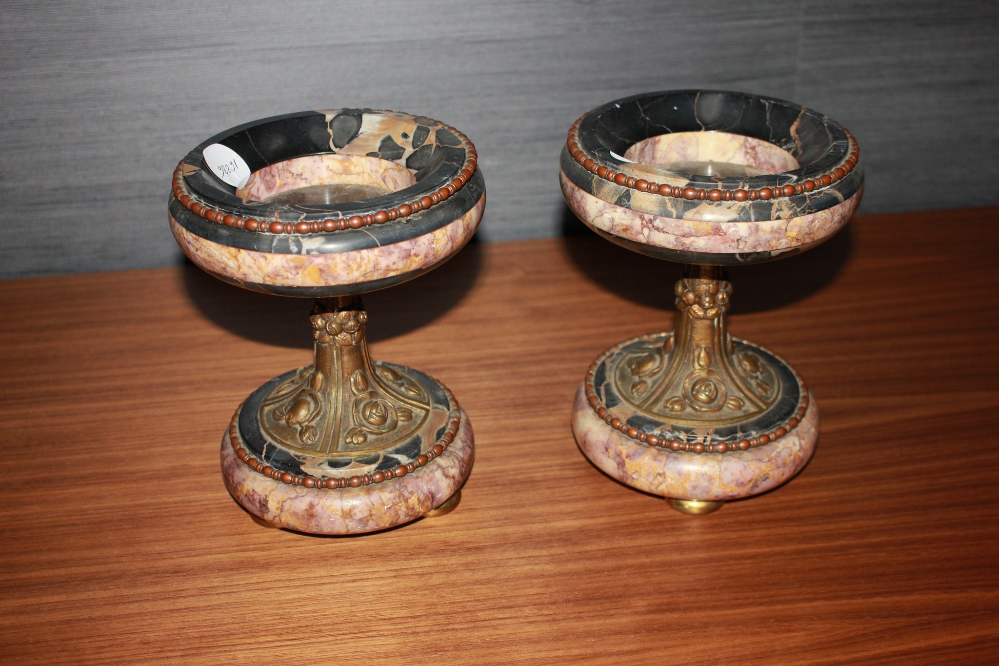 French Marble Stands from the 1800s with Bronze Decorations