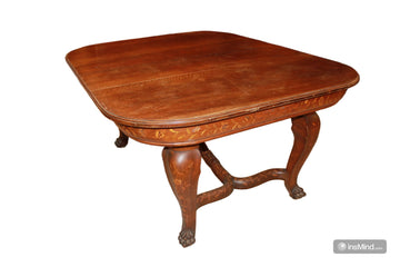 Extendable Dutch Table from Mid-19th Century in Mahogany with Inlays