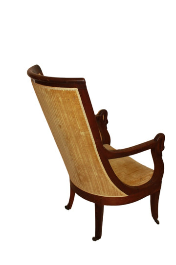 Fauteuil Français Style Empire du Milieu du XIXe Siècle en Bois de Mahogany