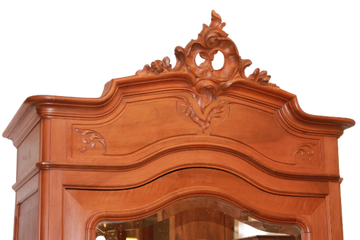 French Louis-Philippe Style Wardrobe from Late 1800s | Walnut Wood with Central Mirror