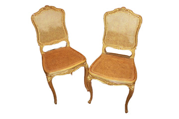 Salon Français Style Louis XV Doré à la Feuille d’Or 2 Fauteuils et 4 Chaises