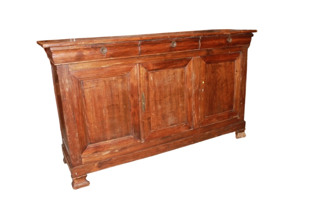 Französisches Sideboard im Louis-Philippe-Stil mit 3 Türen aus Walnussholz