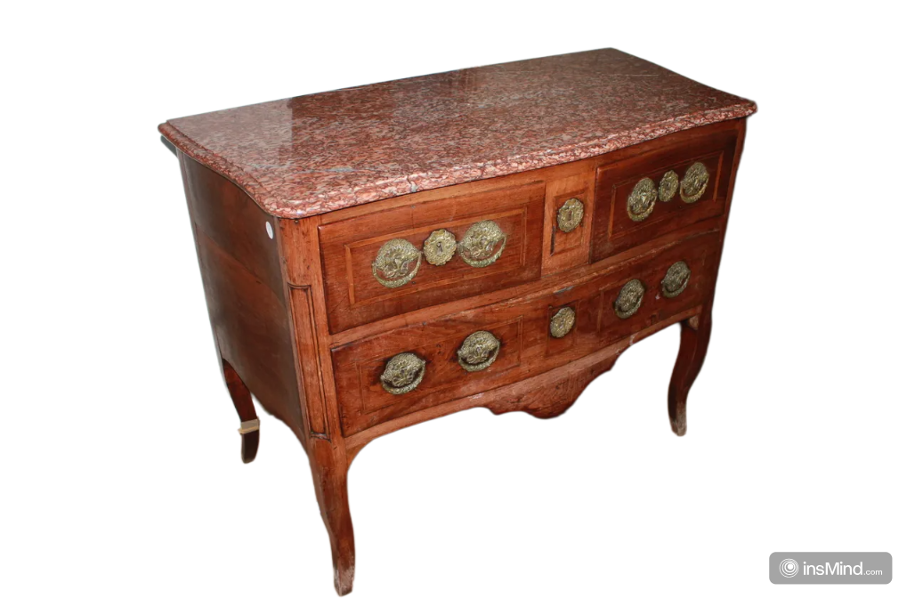 Commode Française, Style Transition, XVIIIe Siècle avec Plateau en Marbre