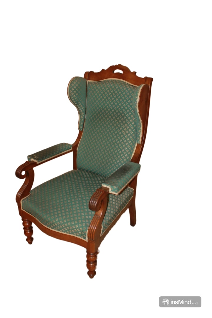 19th-Century Louis-Philippe Wingback Armchair in Walnut Wood